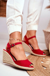 Women's Sandals On Wedge Heel Big Star Red DD274A213