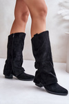 Women's Low Heeled Boots With Turned Shaft Black Stinova