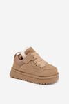 Sneakersy Dziecięce Ocieplane Futerkiem Beżowe Mireen