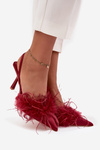 Heels with feathers and open heel Bordeaux Belice