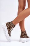 Women's High Sneakers Leopard Pattern Brown Florensi