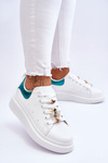 Women's Sports Shoes On A Massive Platform White And Green Chante