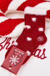Dziecięce Skarpetki Świąteczne Wełniane Serduszka Z Futerkiem Czerwone 