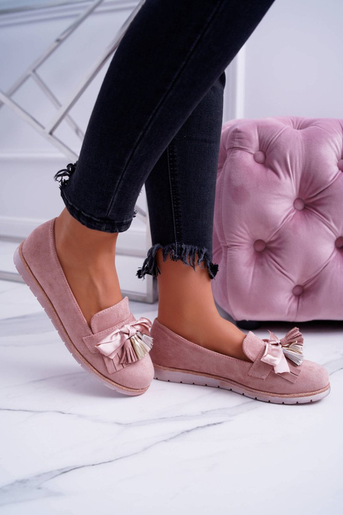 Pink Suede Fringed Moccasins Ermire