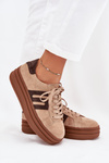 Women's Platform Sneakers Made of Natural Suede Beige Eldira