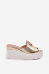 Platform And Wedge Sandals With Decoration Gold Nanessia