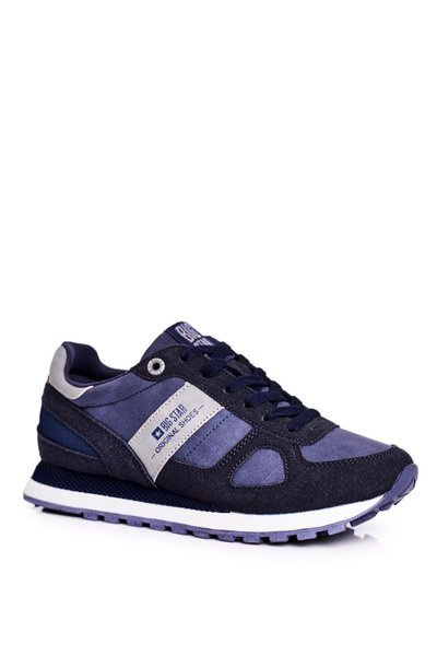 Buty Sportowe Sneakersy Wiązane Big Star Granatowe GG274676