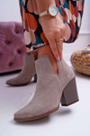 Women's Heeled Boots Spring Leather Suede Cappuccino Nicole 2430