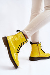 Botki Damskie Lakier Ocieplane Żółte GOE II2N4054