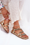 Women Sandals With Decoration Snake Eco Leather Artiker 56C1362 Golden