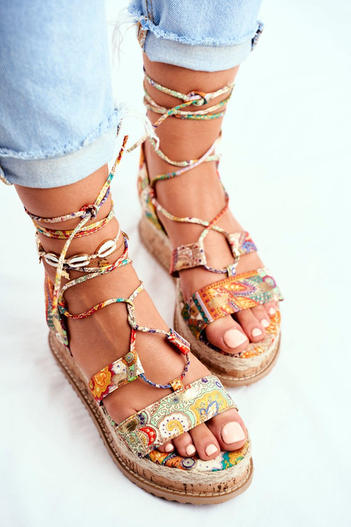 Women's Sandals on a Cork Platform Orange My Way