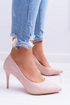 Ladies' Suede Pointed Heels Pink Cream
