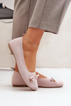 Mesh ballet flats with bow pink Bianila