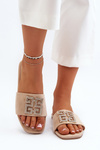 Women's flat sandals with beige decoration Inaile