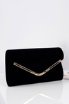 Women's Black Suede Clutch with Decoration