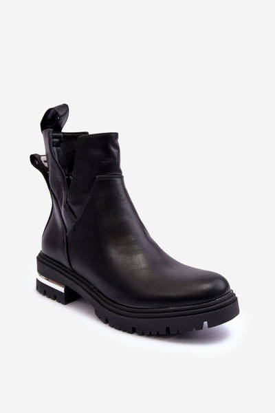 Leather Boots With Zippers And Cutouts Black Flicha