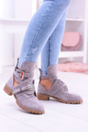 Lu Boo Grey Suede Boots With Cutouts Rock Girl