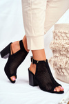 Botki Damskie Ażurowe Peep Toe Czarne Paradise