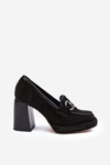 Leather Pumps On Massive Heel Laura Messi 2706 Black