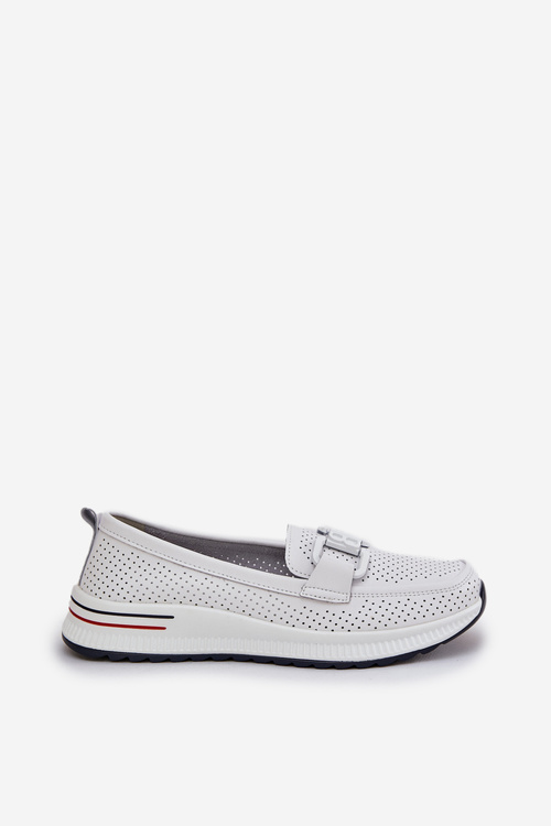 Ladies Leather Loafers On Platform S.Barski LR51-556 White