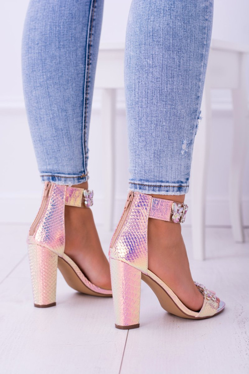 Lu Boo Iridescent Champagne Zirconia Lambada Sandals
