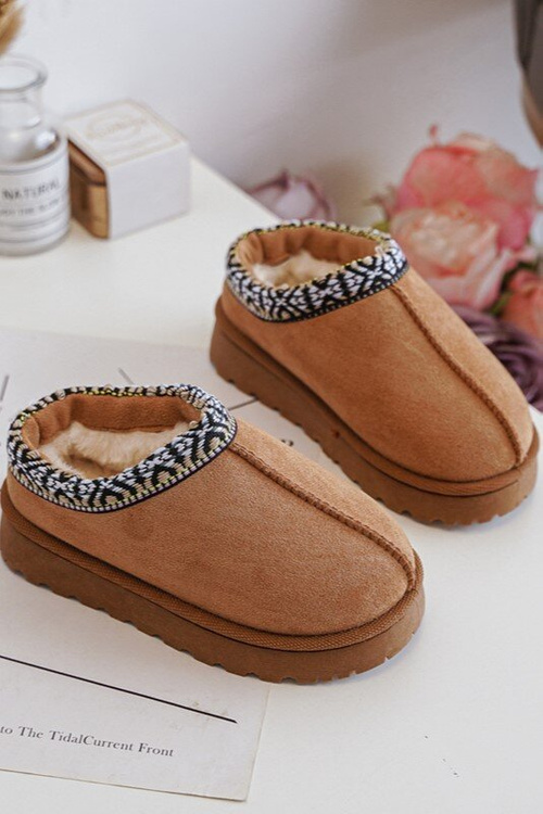 Kapcie Dziecięce Wsuwane Ocieplane Camel Olivane 20219-2B/3B