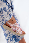 Ladies sandals made of eco leather with flowers multicolor Tosmelia