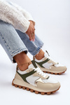 Women's Beige-Green Sports Sneakers Ralita