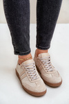 Low suede women's sneakers beige Zazoo N1068