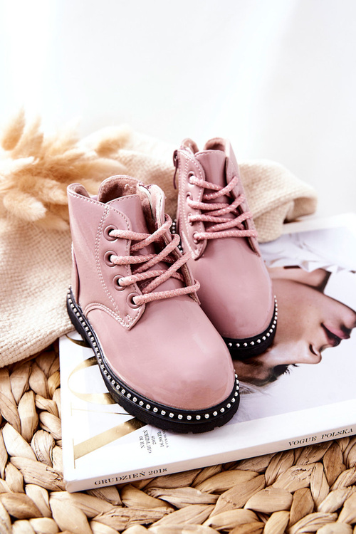 Leather Children's Boots Lacquered Pink Maris