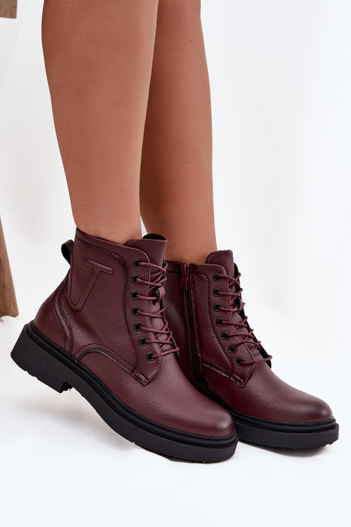 Insulated Women's Ankle Boots Made of Genuine Leather Sergio Leone BT25248-S Bordeaux