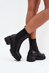 Women's Block Heeled Eco Leather Boots Black Kyra