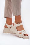 Women's Leather Wedge Sandals Artiker 54C1624 Beige