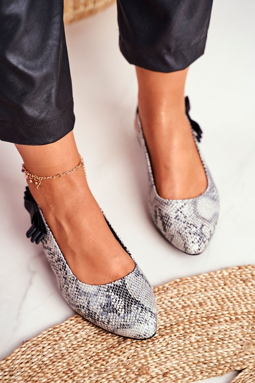 Women's Sergio Leone Ballerinas Grey Snake Pattern BL615