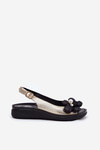 Ladies sandals with decorative flower golden Divonne