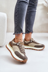 Damskie Sneakersy Na Platformie Skóra Naturalna Beżowe Vinceza 41465