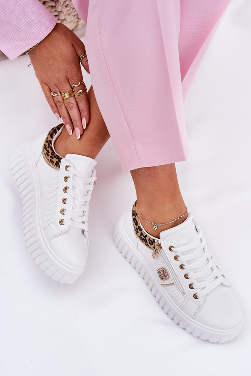 Women's Sports Shoes On Platform Made Of Eco Leather Panther White Velionna