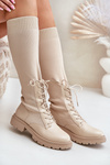 Lace-up boots with elastic shaft black Vamilena