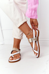 Leather Sandals Flip-flops Big Star HH274714 White-Gold