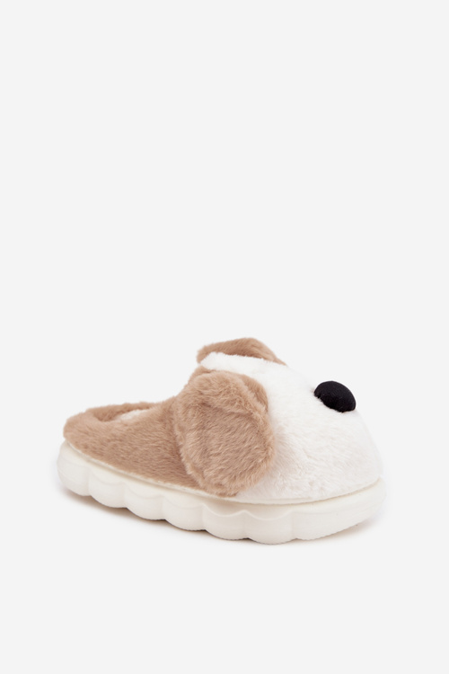 Furry Ladies Slippers Dogs Beige Faylen