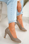 Classic Women's Pumps On A Block Heel Cappuccino Eleanor