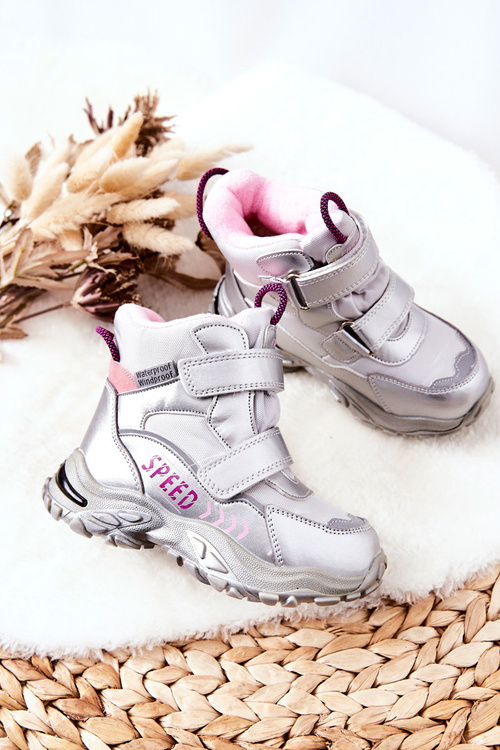 Velcro Insulated Snowboots Silver Percy