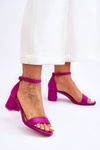 Sandały Zamsz Niski Obcas Fioletowe Quincy
