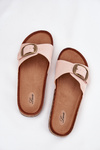 Women's sandals with buckle on cork platform pink Zavira