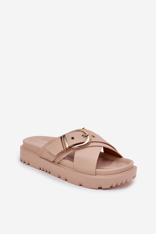 Platform Sandals With Buckle Beige Honavia