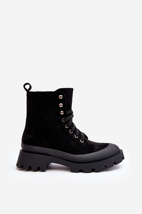 Women's Lace-up Trapery Boots Black Gordts