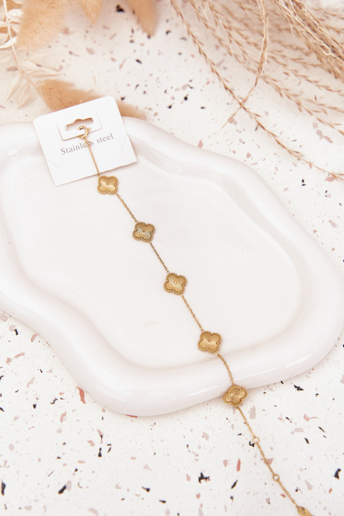 Bracelet Made of Stainless Steel with Gold Flowers