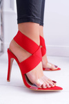 Women's Heeled Sandals Wide Strap Red Lights