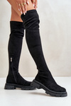 Women's Over the Knee Eco Suede Boots Black Irithalla