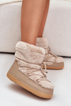 Snow Boots With Fur And Lacing Beige Silvara